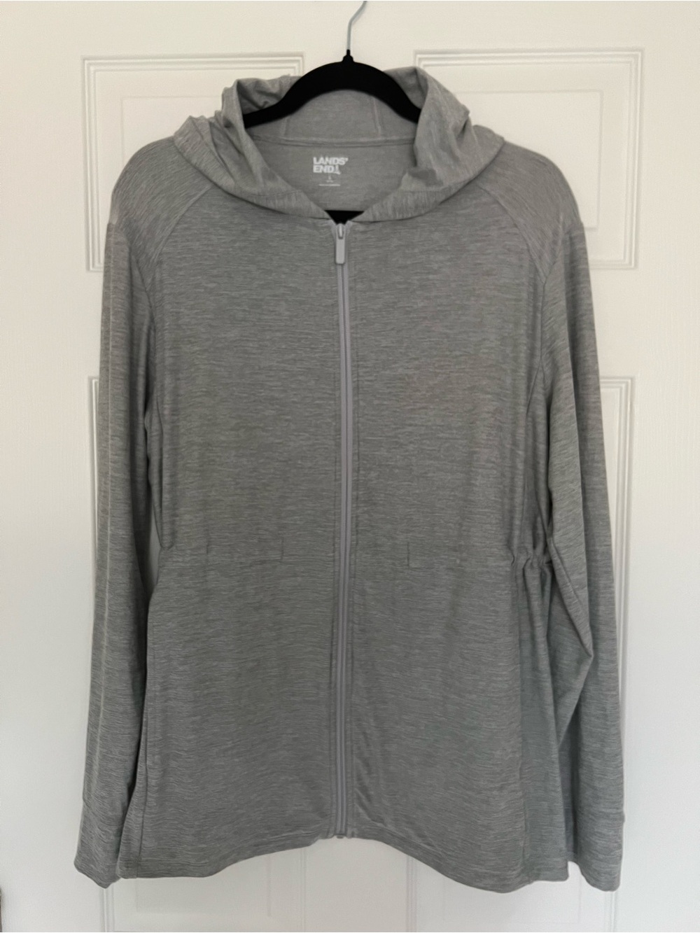 Lands' End Women's Gray Full-Zip Long Hooded Jacket